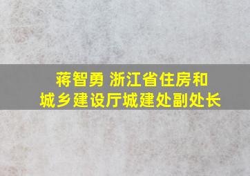 蒋智勇 浙江省住房和城乡建设厅城建处副处长